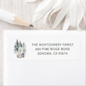 Étiquette Woodland Fox Christmas Return Adresse (En situation)