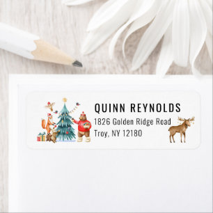 Étiquette Woodland Friends Fête de Noël d'hiver