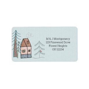 Étiquette Woodland Home Doodland Dessin Adresse de retour