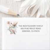 Étiquette Woodland Owl Christmas Return Adresse (En situation)