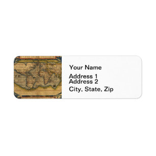 Étiquette World Map Antique Ortellius Europe Travel