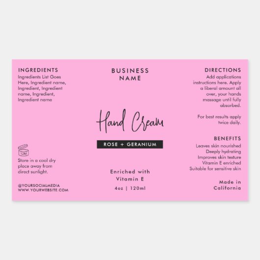 Étiquette Wraparound Tendance rose 4 OZ (Devant)