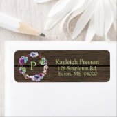 Étiquette Wreath succulent sur bois Faux avec initial (En situation)