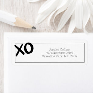 Étiquette XOXO Black White Galentine's Day Adresse de retour