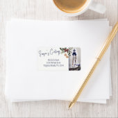 Étiquette Yaquina Head Phare Bonnes Fêtes Adresse (En situation)