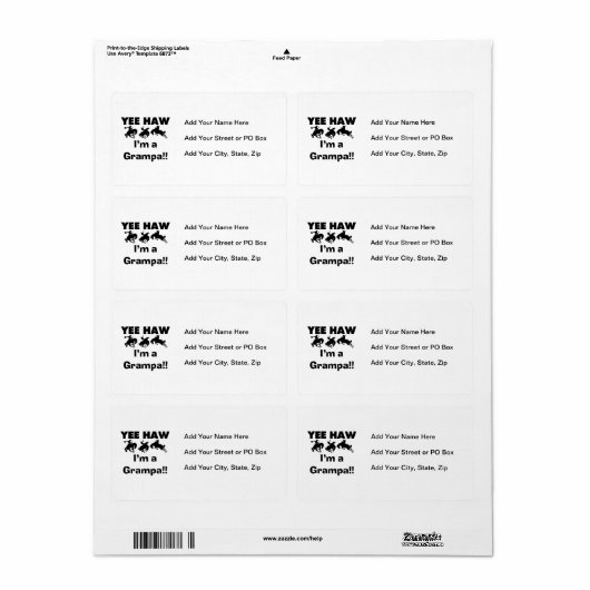 Étiquette Yee Haw Je suis un t-shirt et des cadeaux Grampa (Feuille entière)