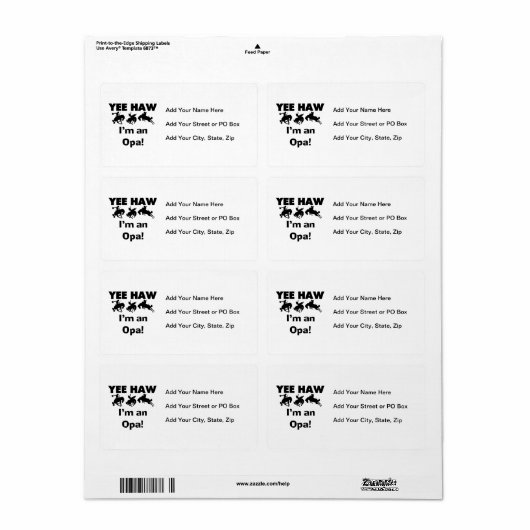 Étiquette Yee Haw Je suis un T-shirt Opa et des cadeaux (Feuille entière)