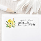 Étiquette Yellow Floral Adresse de retour (En situation)