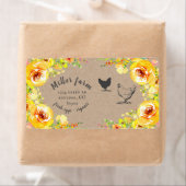Étiquette yellow floral rustic script Egg Carton Label (En situation)