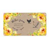 Étiquette yellow floral rustic script Egg Carton Label (Devant)