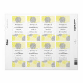 Étiquette Yellow Grey Dahlia Mums Mariage Bouteille de vin e (Feuille entière)