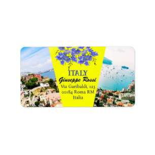 Étiquette Yellow Italie Rome Modern Nature Chic Adresse Labe