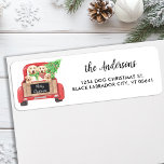 Étiquette Yellow Labrador Red Christmas Truck Adresse de ret<br><div class="desc">Envoyez les voeux de Noël cette saison des Fêtes avec ce labrador jaune chiens récupérateurs dans une aquarelle design. Cette étiquette d'adresse de retour jaune labrador contient quatre petits labrador dans un camion de Noël rouge aquarelle avec arbre de vacances. Personnalisez avec le nom de famille et l'adresse. Ce étiquette...</div>