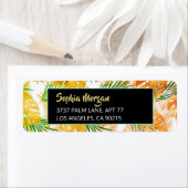 Étiquette Yellow Orange Green Tropical Leaves (En situation)