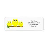 Étiquette Yellow Owls Design Return Address (Devant)