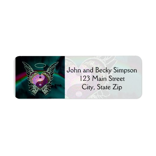 Étiquette Yin Yang, Ange Ailes et Coeur (Devant)