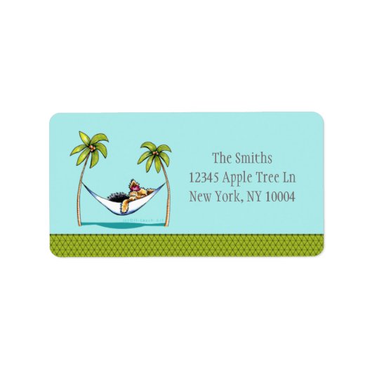 Étiquette Yorkie Island Princess Off-Leash Art™ (Devant)