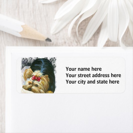 Étiquette Yorkshire Terrier Chiot Jouant (En situation)