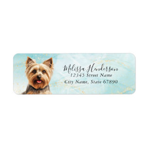 Étiquette Yorkshire Terrier Dog Adresse de retour Label