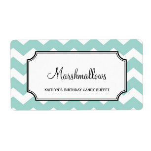 Étiquette Yummy chevron bleu personnalisé bonbons buffet pot