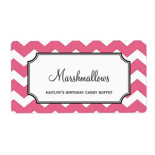 Étiquette Yummy chevron rose bonbon personnalisé buffet pot (Devant)
