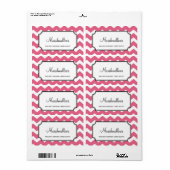 Étiquette Yummy chevron rose bonbon personnalisé buffet pot (Feuille entière)