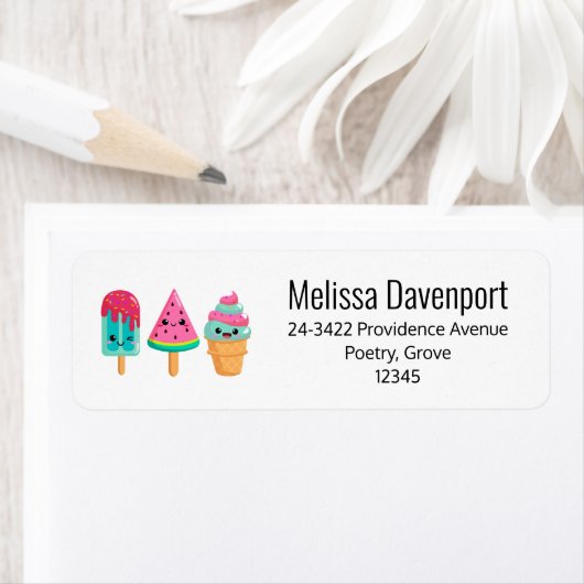 Étiquette Yummy Ice Cream Trio Summer Vibe Adresse (En situation)