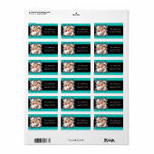 Étiquette Zebra Frame Turquoise PHOTO Retourner l'adresse ét (Feuille entière)