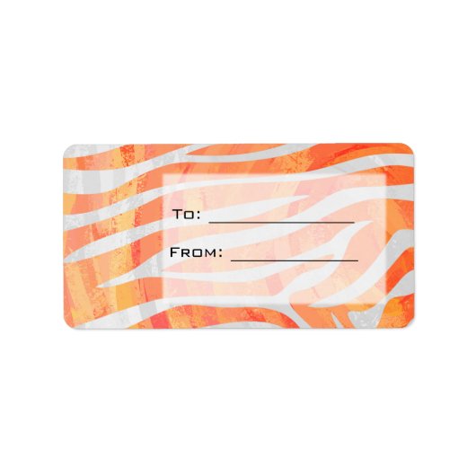 Étiquette Zebra Monogram orange et blanc (Devant)