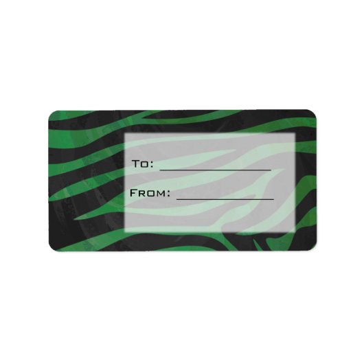 Étiquette Zebra Monogramme noir et vert (Devant)