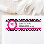 Étiquette Zebra Print & Hot Pink Lace Monogramme (En situation)