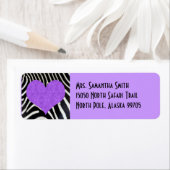 Étiquette Zebra Print Purple Heart - Adresse personnalisée (En situation)