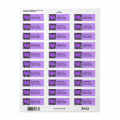 Étiquette Zebra Print Purple Heart - Adresse personnalisée (Feuille entière)
