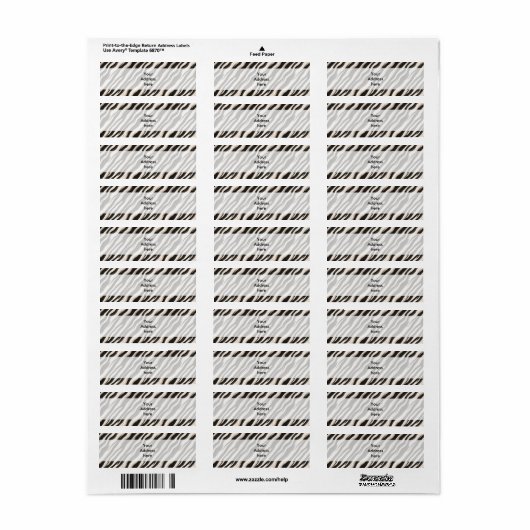 Étiquette Zebra raye une texture transparente + vos idées (Feuille entière)
