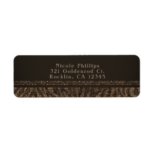 Étiquette Zebra Sparkle Brown Gold Glam Party Invitation