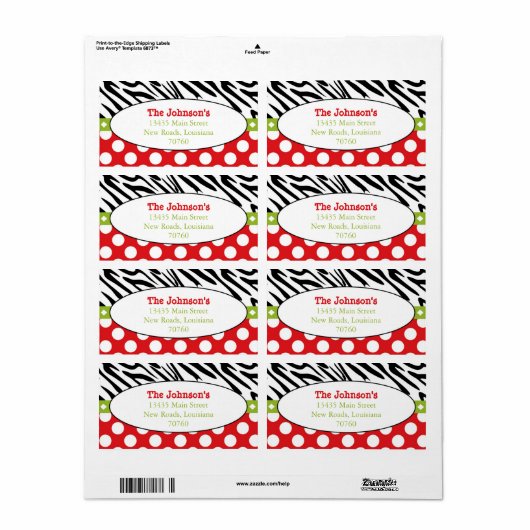 Étiquette Zebra Stripes (Feuille entière)