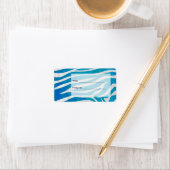 Étiquette Zèbre bleu et blanc avec Monogramme (En situation)