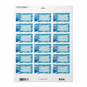 Étiquette Zèbre bleu et blanc avec Monogramme (Feuille entière)