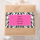 Étiquette Zèbre noir et blanc et rose chaud (En situation)