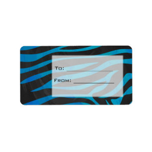 Étiquette Zèbre noir et bleu avec Monogramme