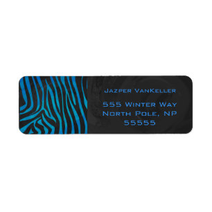 Étiquette Zèbre noir et bleu avec Monogramme