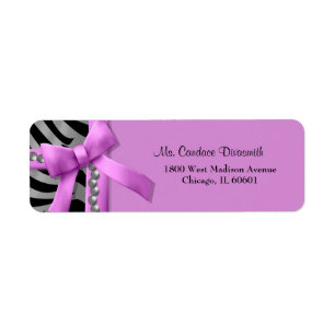 Étiquette Zèbre Rose Chaud Et Argent Avec Gemme D'Argent