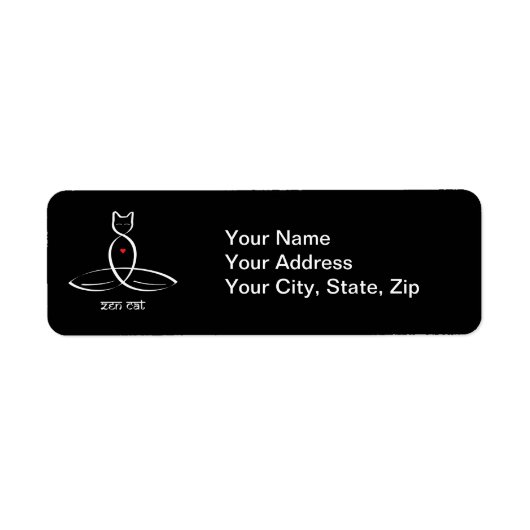 Étiquette Zen Cat - Texte de style sanscrit. (Devant)