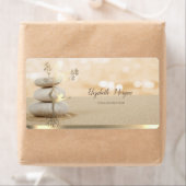 Étiquette Zen Stone Sand Or Arbre femmes Silhouette (En situation)