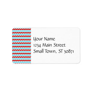 Étiquette Zigzags rouges de Chevron de turquoise turquoise à