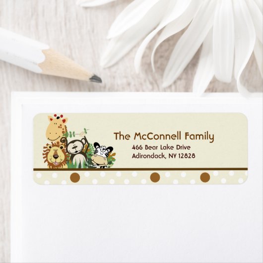 Étiquette Zoo Crew Jungle Animaux Adresse de retour (En situation)