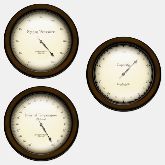 Étiquettes 3 Compteurs industriels Steampunk Cosplay & Décora (Groupe)