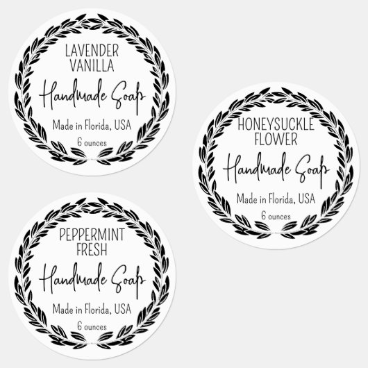 Étiquettes 3 conceptions Personnalisées Feuille moderne Bordu (Groupe)