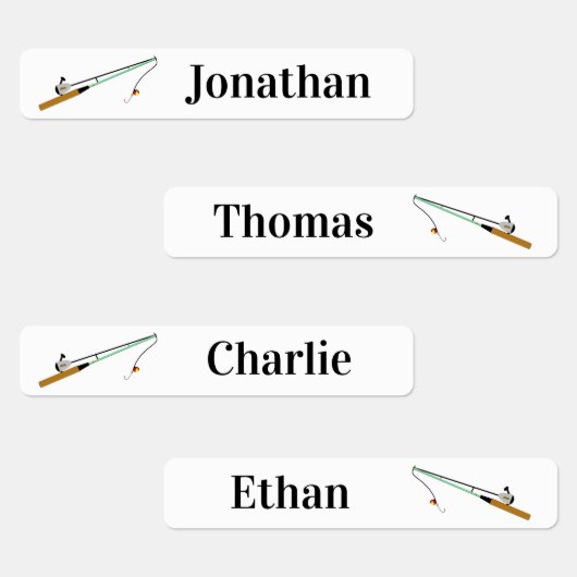 Étiquettes 4 Noms Différents Pêche Pole Pole Fer Sur Étiquett (Groupe)