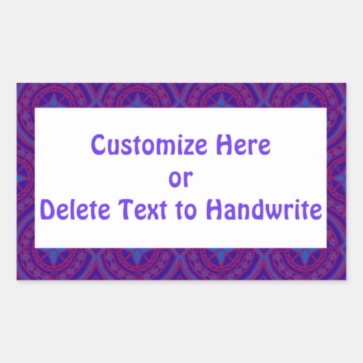 Étiquettes à Customiser, chic violet et Motif bleu (Devant)
